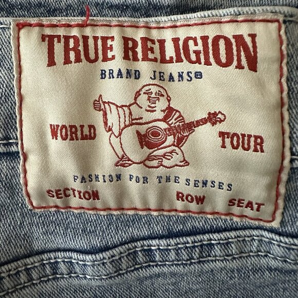 True Religion Denim Shorts Mens 32 Blue Rocco Relaxed Skinny Jean Light Wash - Picture 7 of 11